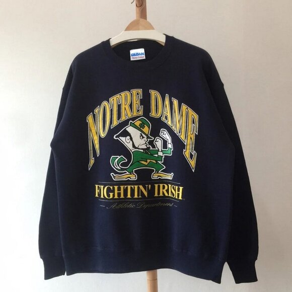 Vintage Notre Dame Fighting Irish Football Sweatshirt, 90s Retro NCAA Shirt Tee - Picture 1 of 2